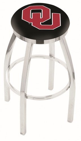 Oklahoma Sooners Chrome Swivel Bar Stool with Accent Ring