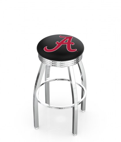 Alabama Crimson Tide &quot;A&quot; Chrome Swivel Barstool with Ribbed Accent Ring