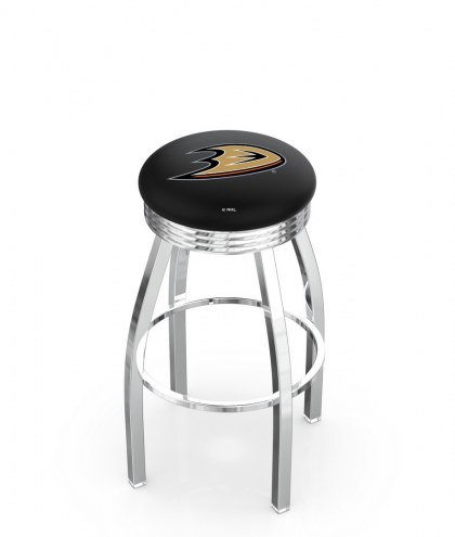 Anaheim Ducks Chrome Swivel Barstool with Ribbed Accent Ring