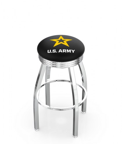 U.S. Army Black Knights Chrome Swivel Barstool with Ribbed Accent Ring