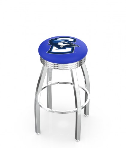 Creighton Bluejays Chrome Swivel Barstool with Ribbed Accent Ring