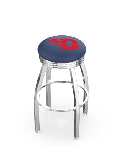 Dayton Flyers Chrome Swivel Barstool with Ribbed Accent Ring