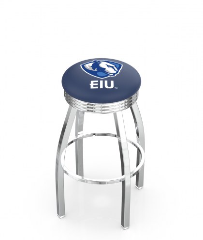 Eastern Illinois Panthers Chrome Swivel Barstool with Ribbed Accent Ring