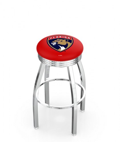 Florida Panthers Chrome Swivel Barstool with Ribbed Accent Ring