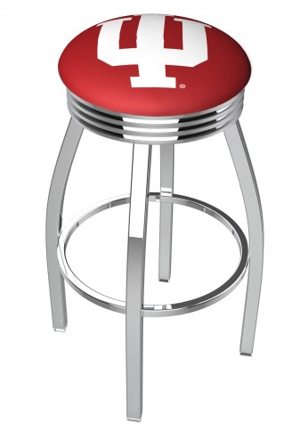 Indiana Hoosiers Chrome Swivel Barstool with Ribbed Accent Ring