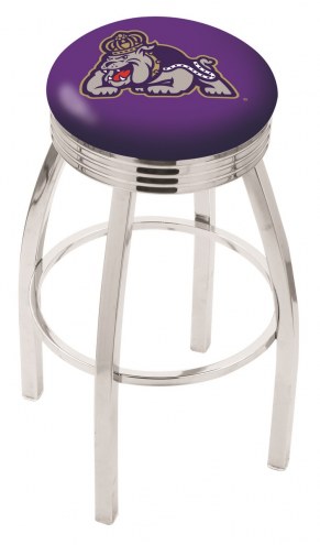 James Madison Dukes Chrome Swivel Barstool with Ribbed Accent Ring