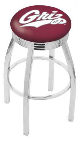 Montana Grizzlies Chrome Swivel Barstool with Ribbed Accent Ring