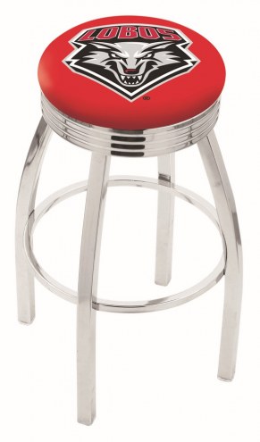 New Mexico Lobos Chrome Swivel Barstool with Ribbed Accent Ring