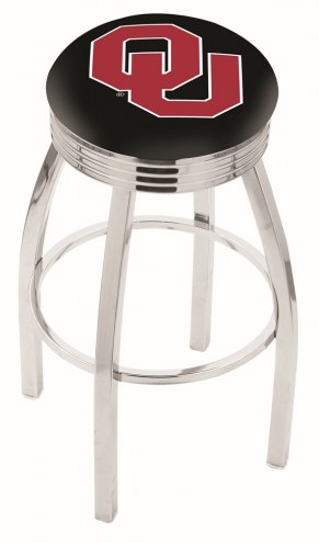 Oklahoma Sooners Chrome Swivel Barstool with Ribbed Accent Ring