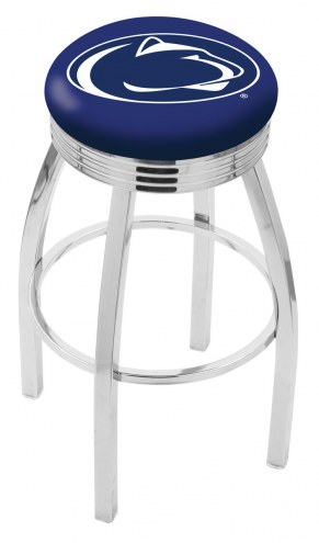 Penn State Nittany Lions Chrome Swivel Barstool with Ribbed Accent Ring