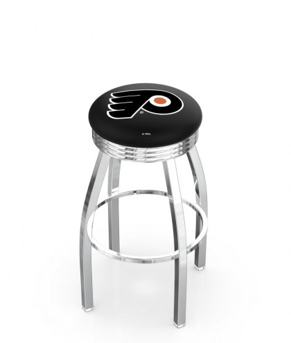 Philadelphia Flyers Chrome Swivel Barstool with Ribbed Accent Ring