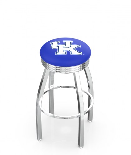 Kentucky Wildcats Chrome Swivel Barstool with Ribbed Accent Ring