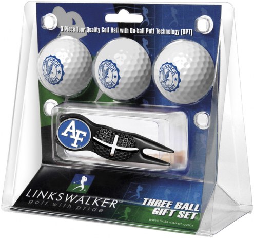Air Force Falcons Black Crosshair Divot Tool & 3 Golf Ball Gift Pack