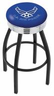 Air Force Falcons Black Swivel Barstool with Chrome Ribbed Ring