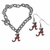 Alabama Crimson Tide Chain Bracelet & Dangle Earring Set