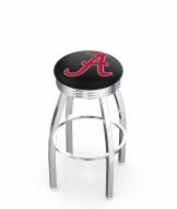 Alabama Crimson Tide "A" Chrome Swivel Barstool with Ribbed Accent Ring