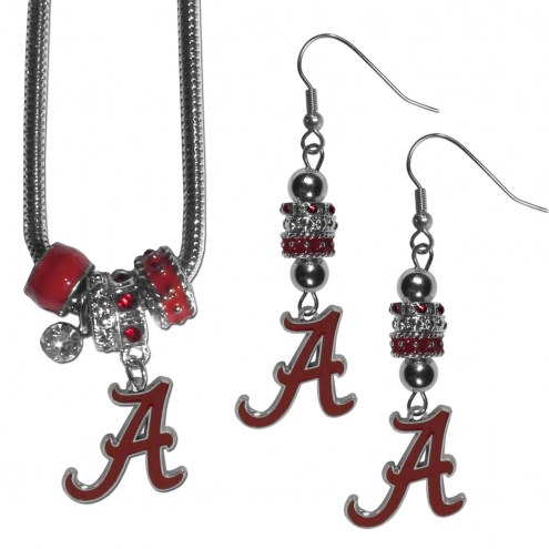 Alabama Crimson Tide Euro Bead Earrings & Necklace Set