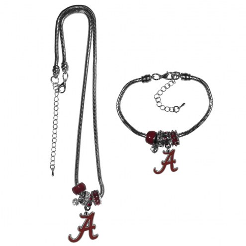 Alabama Crimson Tide Euro Bead Necklace & Bracelet Set