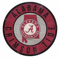 Alabama Crimson Tide Round State Wood Sign