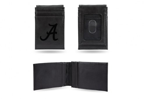 Alabama Crimson Tide Laser Engraved Black Front Pocket Wallet