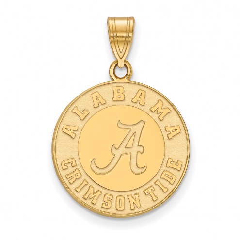 Alabama Crimson Tide Logo Art Sterling Silver Gold Plated Large Pendant