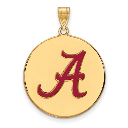 Alabama Crimson Tide NCAA Sterling Silver Gold Plated Extra Large Enameled Disc Pendant