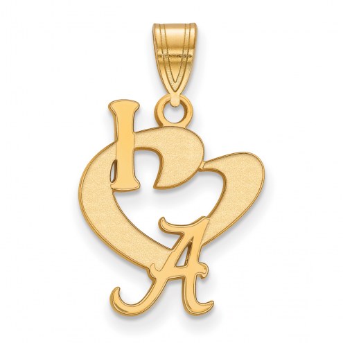 Alabama Crimson Tide NCAA Sterling Silver Gold Plated Large I Love Logo Pendant