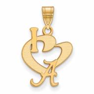 Alabama Crimson Tide NCAA Sterling Silver Gold Plated Large I Love Logo Pendant