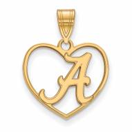 Alabama Crimson Tide Sterling Silver Gold Plated Heart Pendant