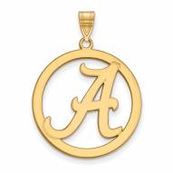 Alabama Crimson Tide Sterling Silver Gold Plated Large Circle Pendant