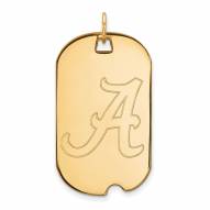 Alabama Crimson Tide Sterling Silver Gold Plated Large Dog Tag Pendant