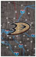 Anaheim Ducks 11" x 19" City Map Sign