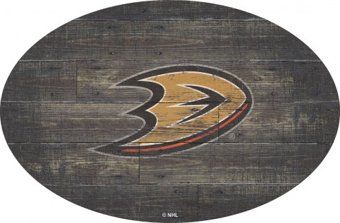 Anaheim Ducks 46&quot; Distressed Wood Oval Sign