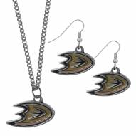 Anaheim Ducks Dangle Earrings & Chain Necklace Set