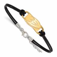 Anaheim Ducks Gold Plated Sterling Silver Leather Bracelet