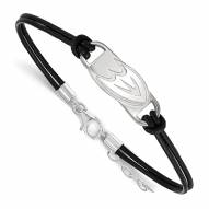 Anaheim Ducks Sterling Silver Black Leather Bracelet
