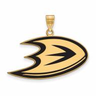 Anaheim Ducks Sterling Silver Gold Plated Large Enameled Pendant