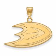 Anaheim Ducks Sterling Silver Gold Plated Medium Pendant