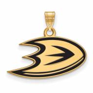 Anaheim Ducks Sterling Silver Gold Plated Small Enameled Pendant