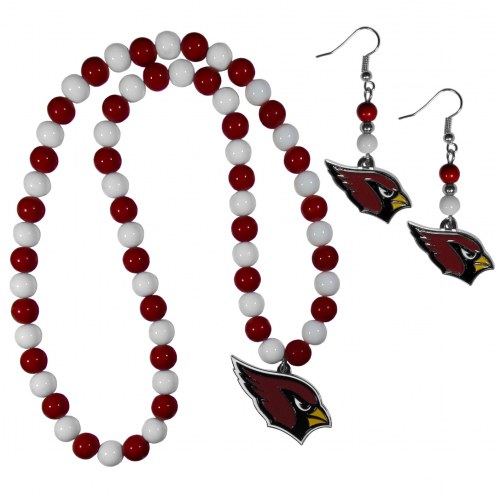 Arizona Cardinals Fan Bead Earrings & Necklace Set