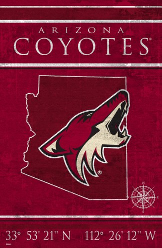 Arizona Coyotes 17&quot; x 26&quot; Coordinates Sign
