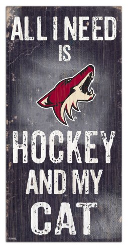 Arizona Coyotes 6&quot; x 12&quot; Hockey & My Cat Sign