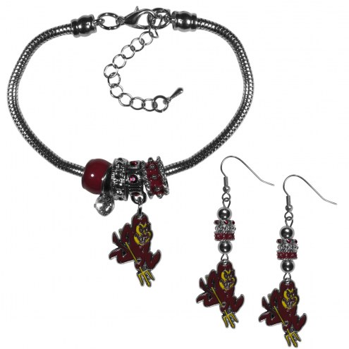 Arizona State Sun Devils Euro Bead Earrings & Bracelet Set