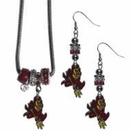 Arizona State Sun Devils Euro Bead Earrings & Necklace Set