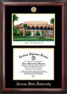 Arizona State Sun Devils Gold Embossed Diploma Frame with Campus Images Lithograph