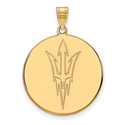 Arizona State Sun Devils Sterling Silver Gold Plated Extra Large Disc Pendant
