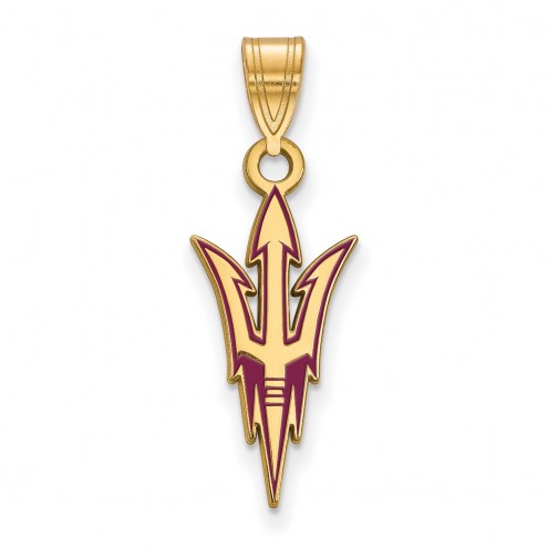 Arizona State Sun Devils Sterling Silver Gold Plated Large Enameled Pendant