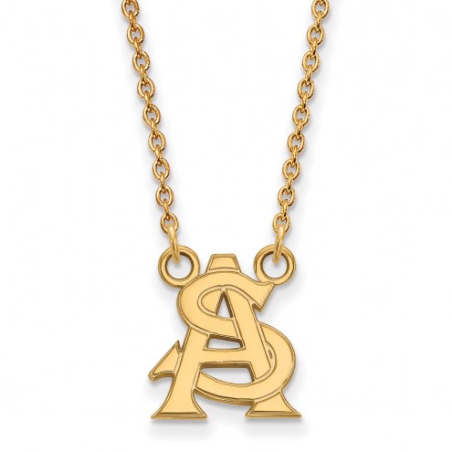 Arizona State Sun Devils Sterling Silver Gold Plated Small Pendant Necklace