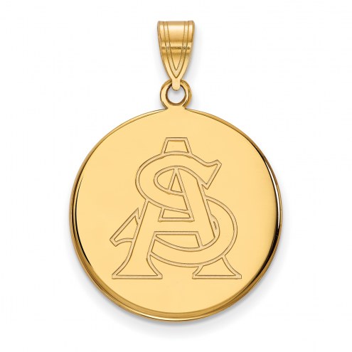 Arizona State Sun Devils NCAA Sterling Silver Gold Plated Large Disc Pendant