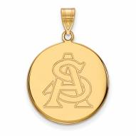 Arizona State Sun Devils NCAA Sterling Silver Gold Plated Large Disc Pendant
